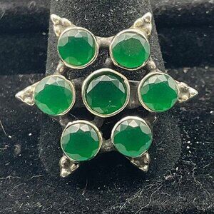 Ring Star Size 10 Faceted Green Onyx Stones